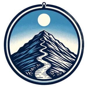 yoga and recovery logo path up a mountain